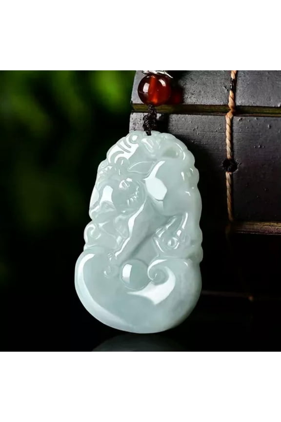 Chinese Natural Jadeite Jade Pendant Twelve Zodiac Animal Pendant Women Men-Cattle