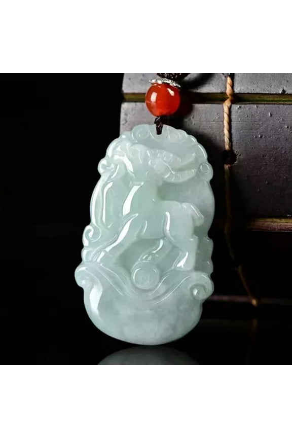 Chinese Natural Jadeite Jade Pendant Twelve Zodiac Animal Pendant Women Men-Sheep