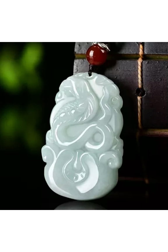 Chinese Natural Jadeite Jade Pendant Twelve Zodiac Animal Pendant Women Men-Snake