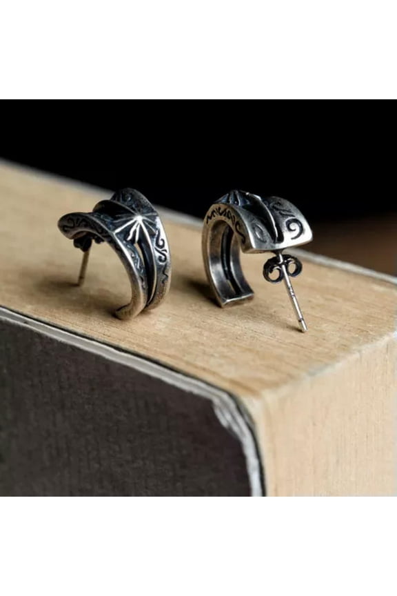 Chinese Pure Silver S925 Flower Vine Hip-Hop Fashion Earbob Earrings Pair