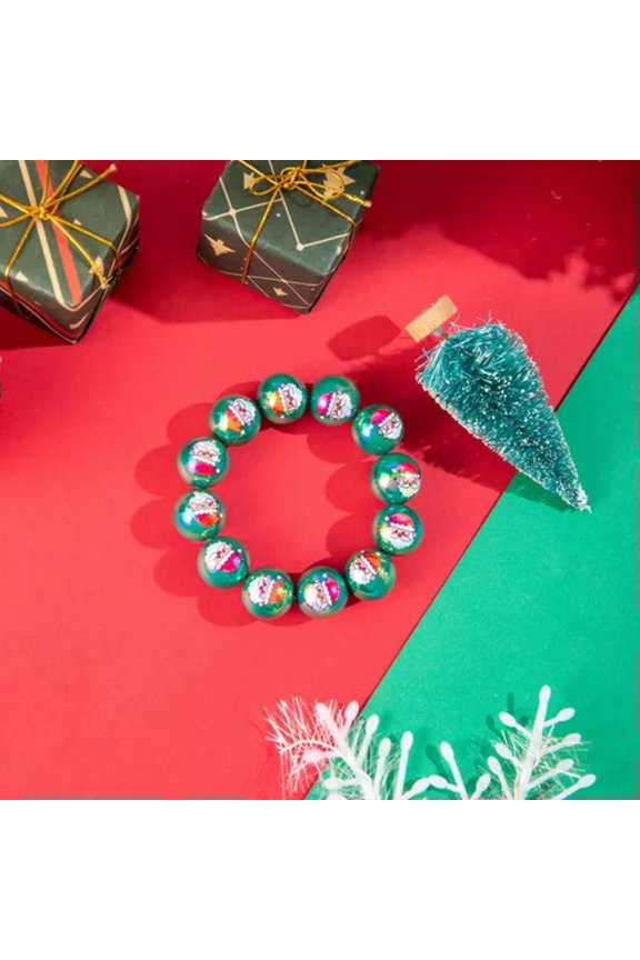 Christmas Ball Colorful Bead Bracelet Bangle Women Men Jewelry Gift-#4