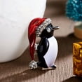 thumbnail image 1 of EOEMY Christmas Cute Penguin Red Hat Crystal Brooch Pin Women Xmas Party Jewelry Gift, 1 of 8