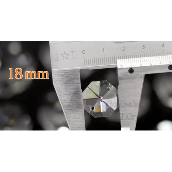EOEMY Clear Crystal Octagon Bead Connector 2 Hole Prisms Chandelier Chain Part -18mm 25Pcs