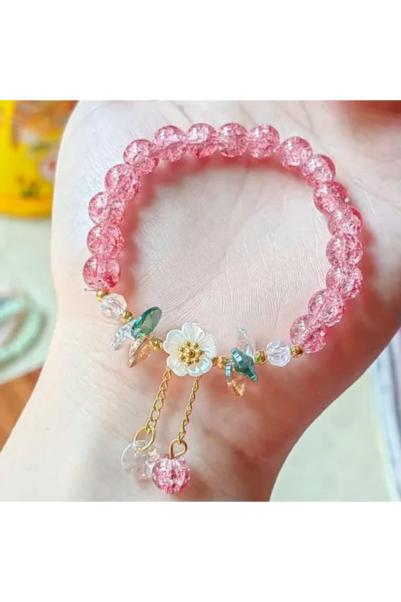 Colorful Crystal Beaded Bracelet Bohemian Shell Daisy Flower Elastic Bracelets-9