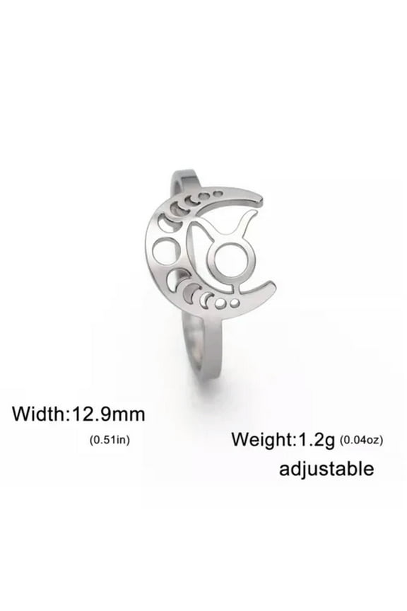 Constellation Rings Stainless Steel 12 Zodiac Open Ring Taurus Leo Jewelry Gift
