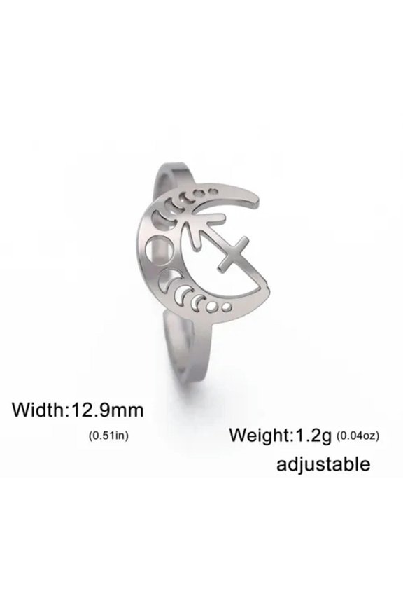 Constellation Rings Stainless Steel 12 Zodiac Open Ring Taurus Leo Jewelry Gift