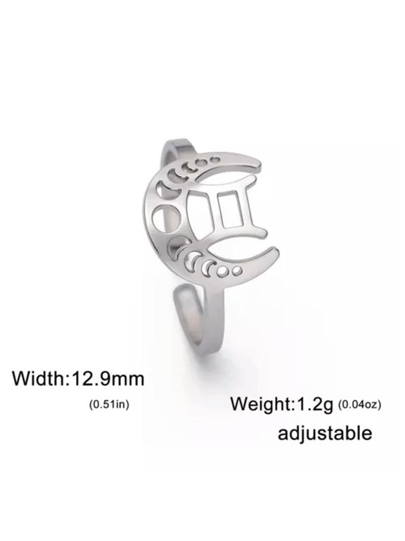 Constellation Rings Stainless Steel 12 Zodiac Open Ring Taurus Leo Jewelry Gift