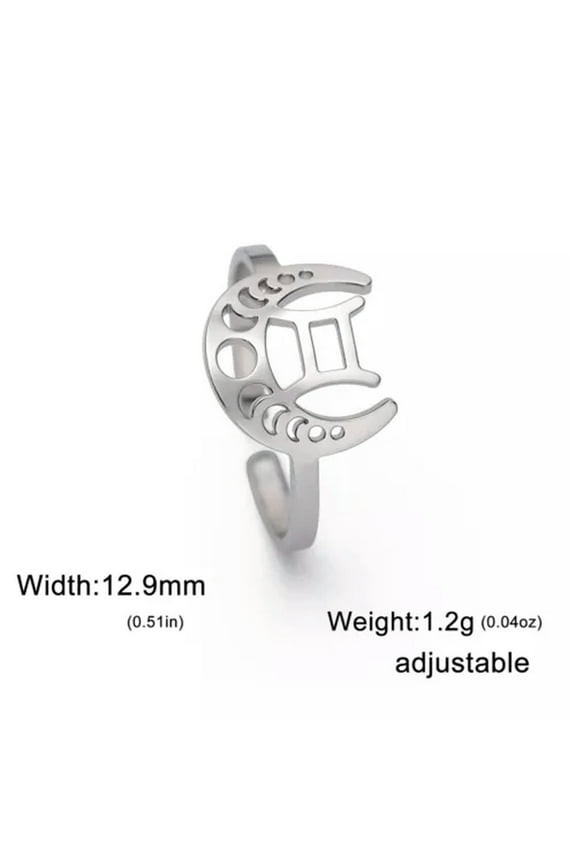 Constellation Rings Stainless Steel 12 Zodiac Open Ring Taurus Leo Jewelry Gift