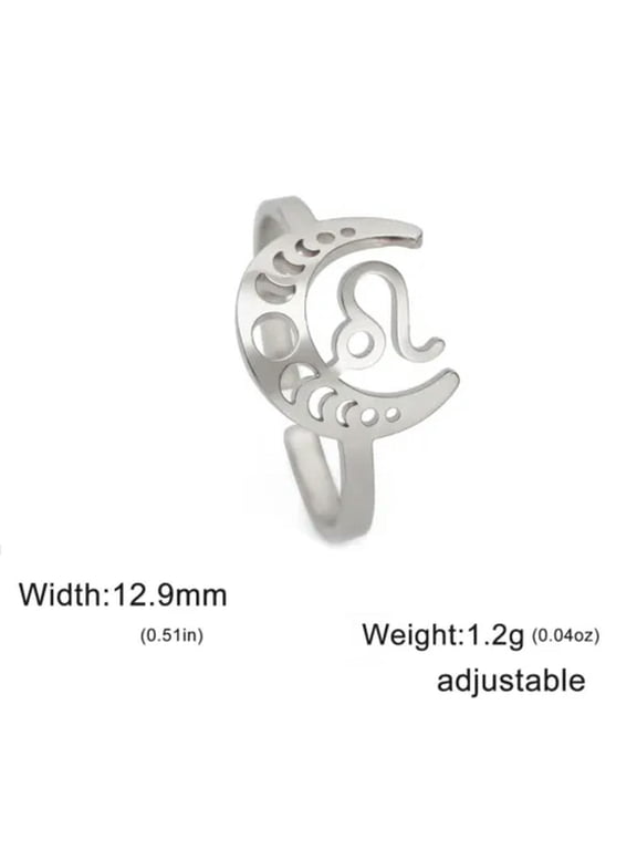 Constellation Rings Stainless Steel 12 Zodiac Open Ring Taurus Leo Jewelry Gift
