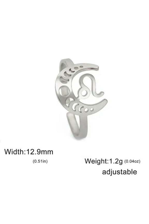 Constellation Rings Stainless Steel 12 Zodiac Open Ring Taurus Leo Jewelry Gift