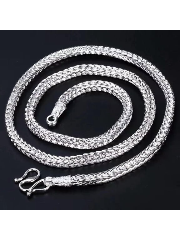 Cool Men'S Jewelry 925Sterling Silver 5mm Fox Tail Chains Necklace 5mm 24"
