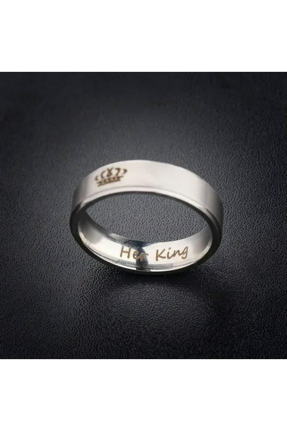 Couple His Queen Her King Titanium Steel Engagement Lover Rings Valentine Gift-Her King-11