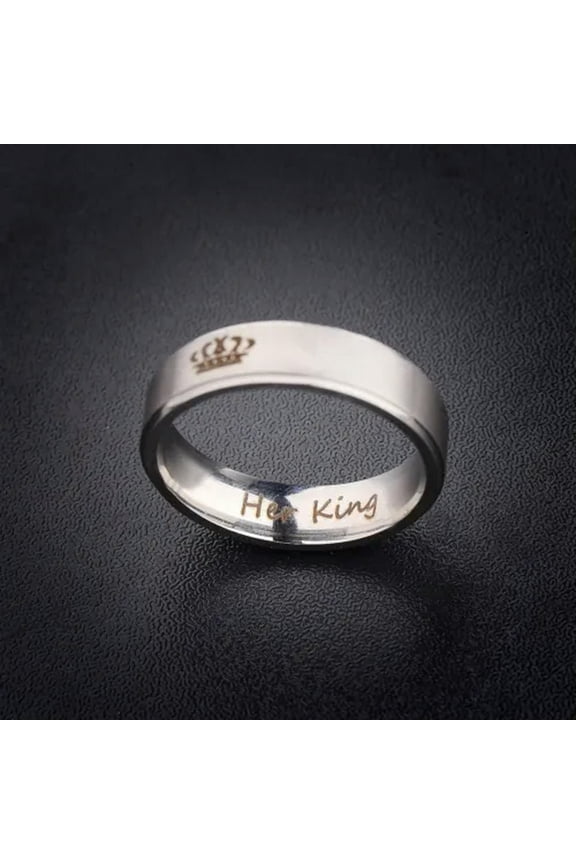 Couple His Queen Her King Titanium Steel Engagement Lover Rings Valentine Gift-Her King-9