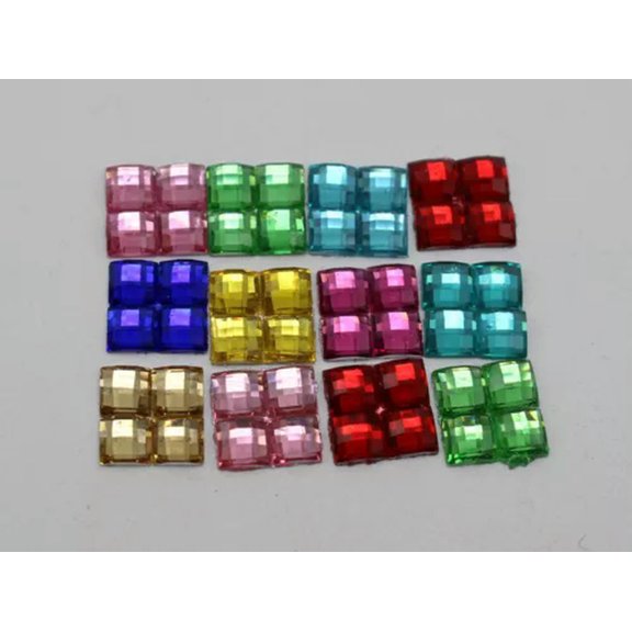 EOEMY Craft Diy Mosaics Square Flatback Rectangle Rhinestone Gems Scrapbook Various-500Pcs Square 8X8mm