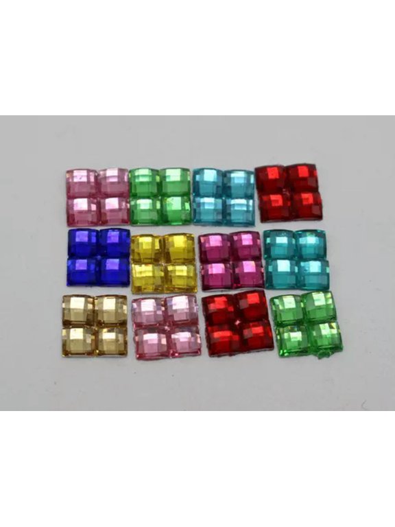Craft Diy Mosaics Square Flatback Rectangle Rhinestone Gems Scrapbook Various-500Pcs Square 8X8mm
