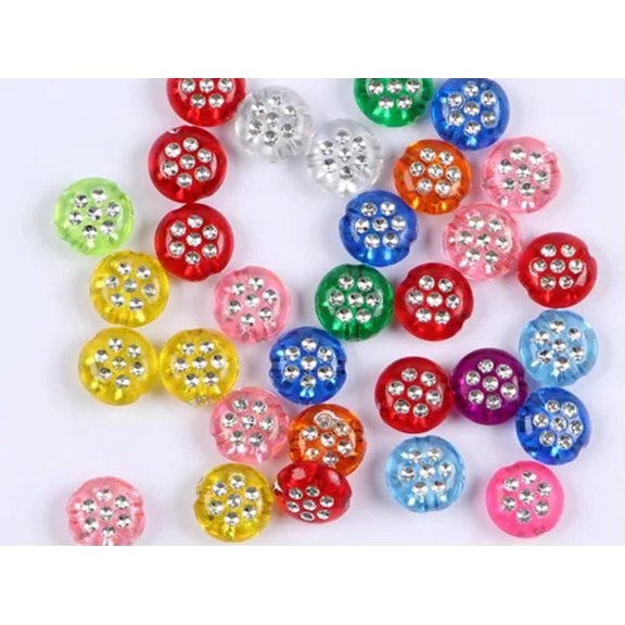 EOEMY Craft Diy Sparkling Silver Dots Flower Acrylic Various Shape Spacer Beads -200Pcs Coin 10X5mm