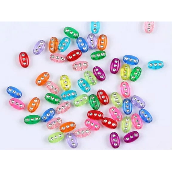 EOEMY Craft Diy Sparkling Silver Dots Flower Acrylic Various Shape Spacer Beads -500Pcs Oval 9X6mm