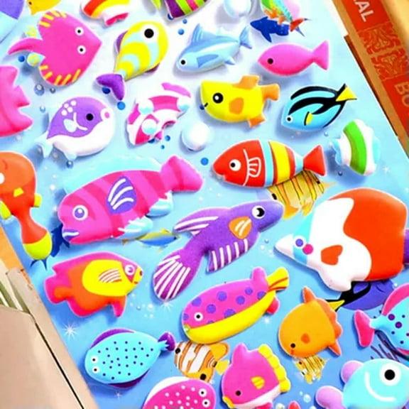 EOEMY Craft Scrapbooking 3D Puffy Bubble Sea Animal Fish Sticker Kids Gift Party Favor-2 Sheets