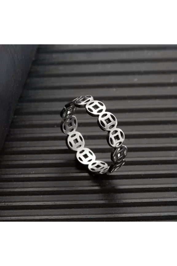 Creative Copper Coin Dollar Sign Ring For Women Men Open Ring Adjustable Jewelry-#1 Size 8