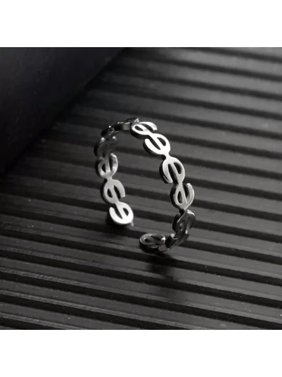Creative Copper Coin Dollar Sign Ring For Women Men Open Ring Adjustable Jewelry-#2 Open Ring
