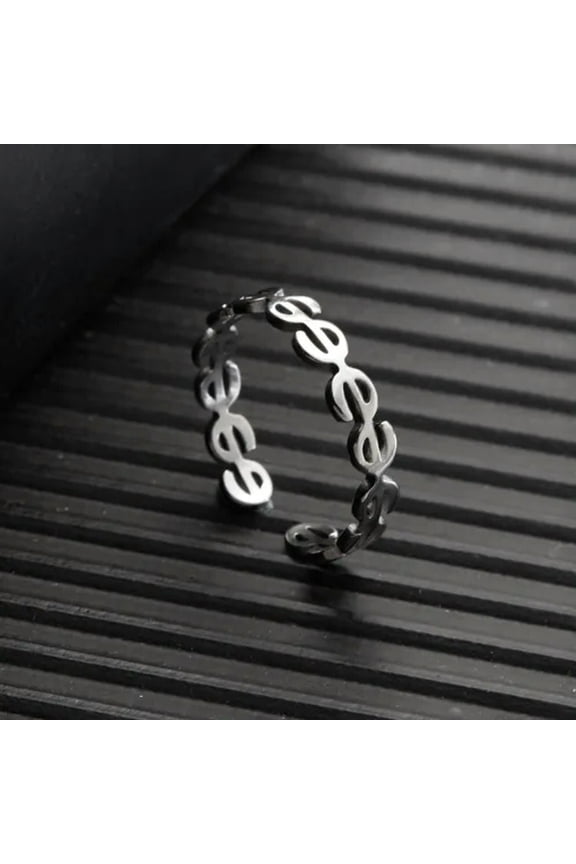 Creative Copper Coin Dollar Sign Ring For Women Men Open Ring Adjustable Jewelry-#2 Open Ring