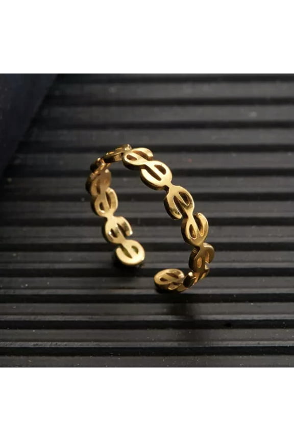 Creative Copper Coin Dollar Sign Ring For Women Men Open Ring Adjustable Jewelry-#4 Open Ring
