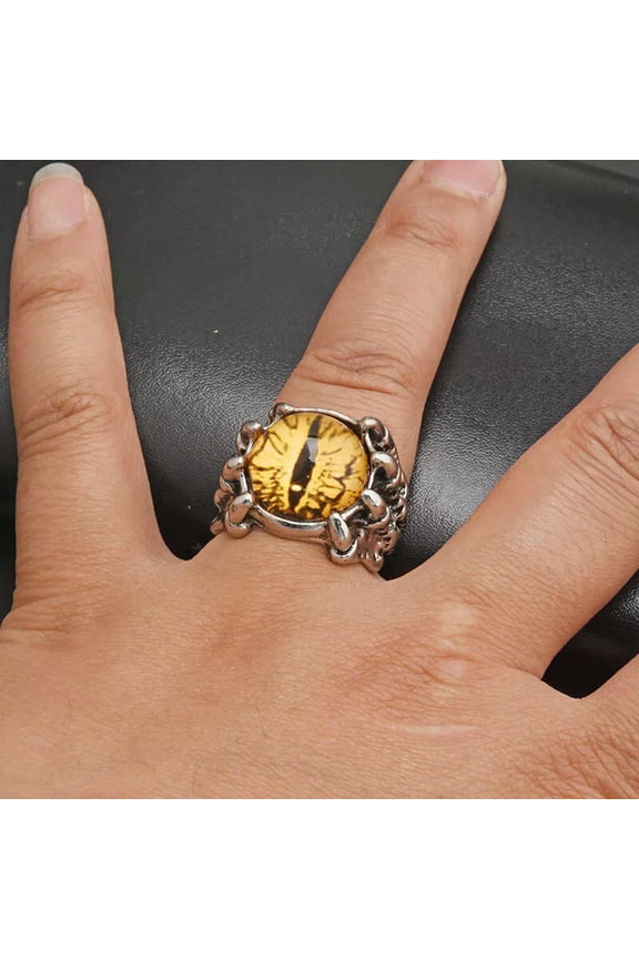 Creative Men'S Dragon Claw Evil Eye Ring Opened Devil Eyeball Punk Ring Jewelry