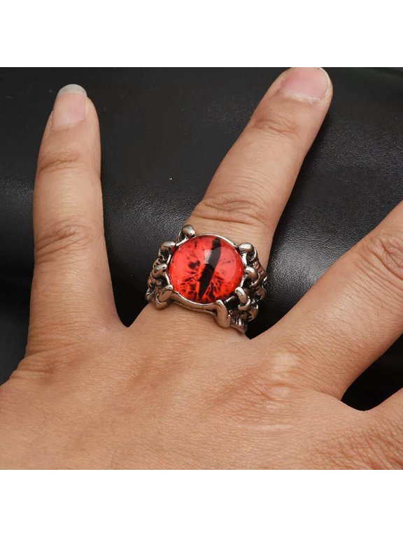Creative Men'S Dragon Claw Red Evil Eye Ring Open Devil Eyeball Ring Jewelry Hot