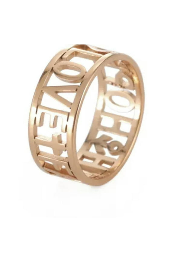 Cross Faith Hope Love Words Ring Sideways Religious Inspirational Ring Jewelry