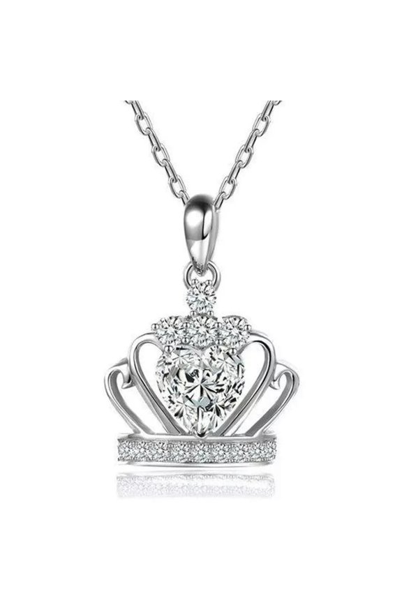 Crown Shape Cubic Zircon Wedding Jewelry 925 Silver Filled Necklace Pendant