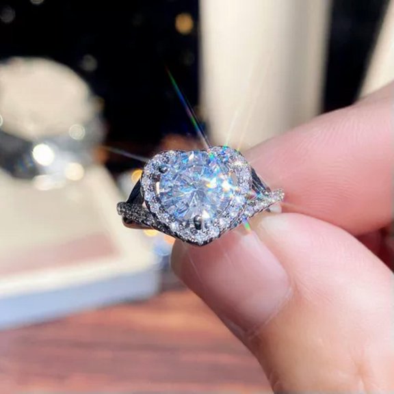 EOEMY Cubic Zircon Women Wedding Ring Infinity 925 Silver Filled Ring Gift Sz 6-10-10