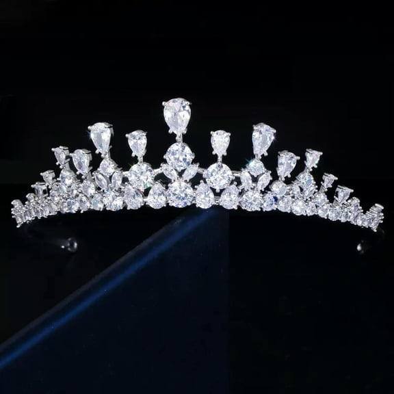 EOEMY Cubic Zirconia Cz Leaf Drop Branch Crown Headpiece Bridal Wedding Headband Tiara