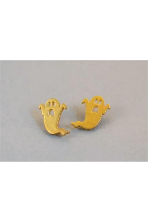Cut Ghost Shaped Statement Stud Earrings Halloween Gift Specter Spirit Earrings-Gold
