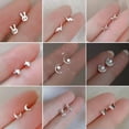 thumbnail image 1 of EOEMY Cute 925 Silver Star Moon Cat Small Stud Earrings Rose Flower Women Jewelry Gift-0-7-Paw(1.5*1.5Cm), 1 of 9