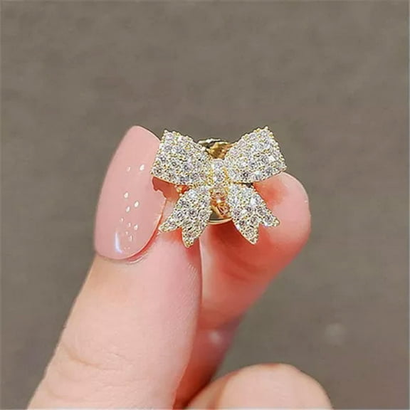 EOEMY Cute Crystal Heart Cat Bow Crown Brooch Corsage Collar Cuff Women Jewelry Gift-6-Crystal Bow