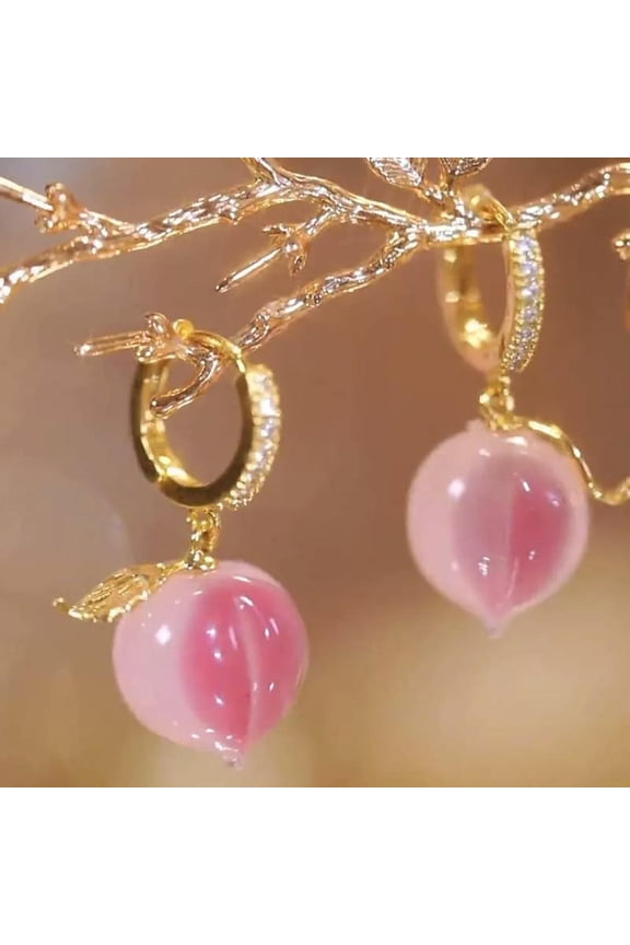 Cute Pink Peach Crystal Earrings Stud Dangle Wedding Party Women Jewelry Gifts