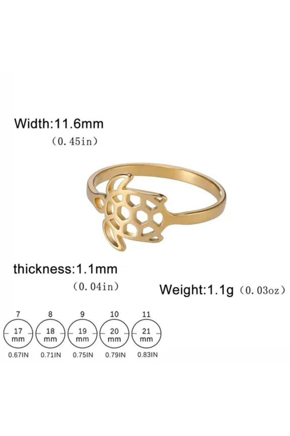 Cute Turtle Ring Stainless Steel Women Finger Rings Animal Tortoise Jewelry