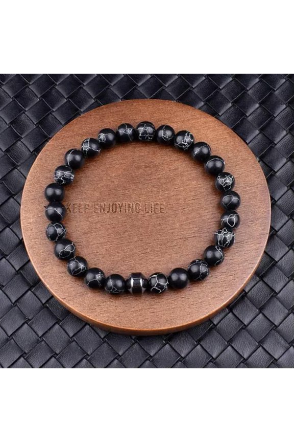 Cylinder Hematite Black Line Turquoises Bracelets Nature Stone Beads Bracelets-13