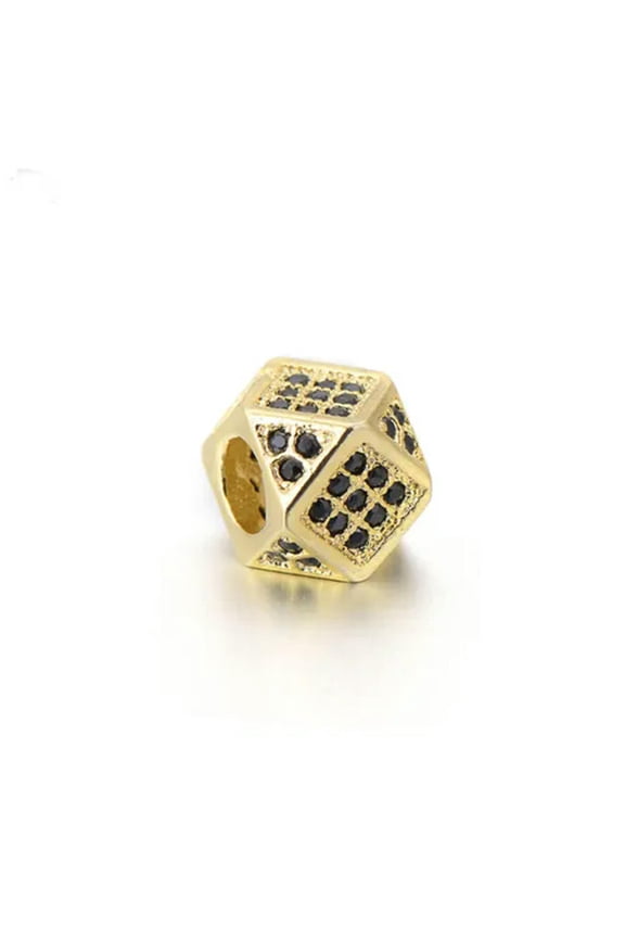 Cz Crystal Spacer Beads Diy Jewelry Making Findings Copper Charm Crown Leopard-Gold Dice