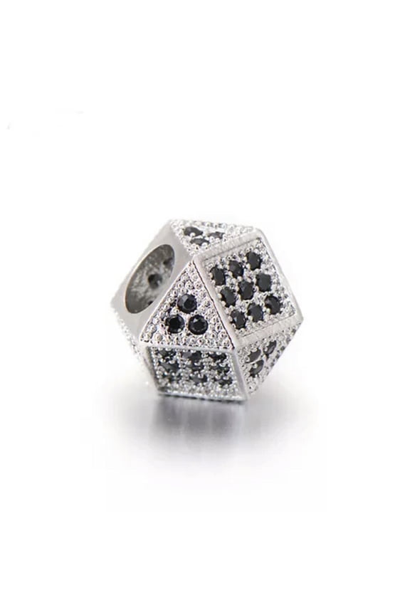 Cz Crystal Spacer Beads Diy Jewelry Making Findings Copper Charm Crown Leopard-Silver Dice