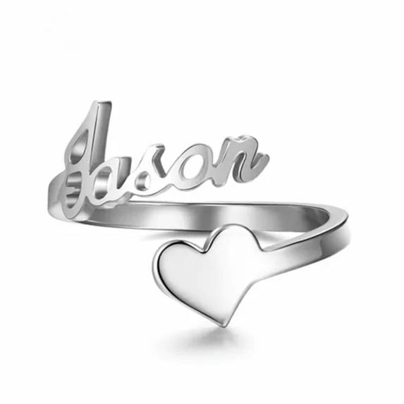EOEMY Dainty Personalized Custom Name Ring Adjustable Women Jewelry Gift Box