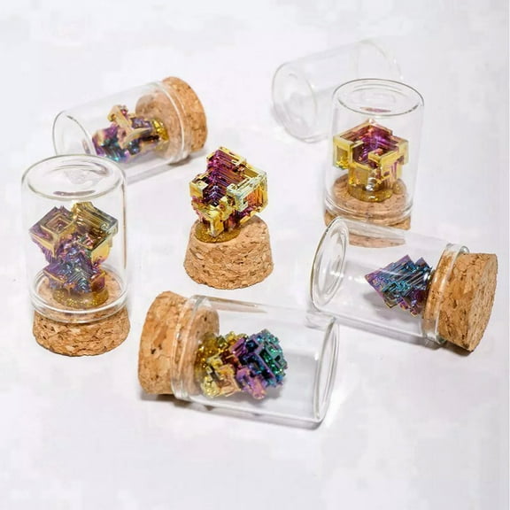 EOEMY Diy Natural Bismuth Stone Landscape Display Bottle Quartz Crystal Cluster Gift