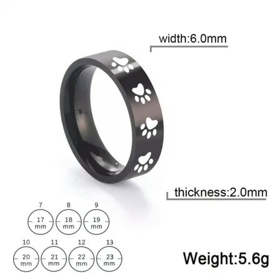 EOEMY Dog Paw Print Cute Rings Stainless Steel Finger Couple Rings Jewelry Gift