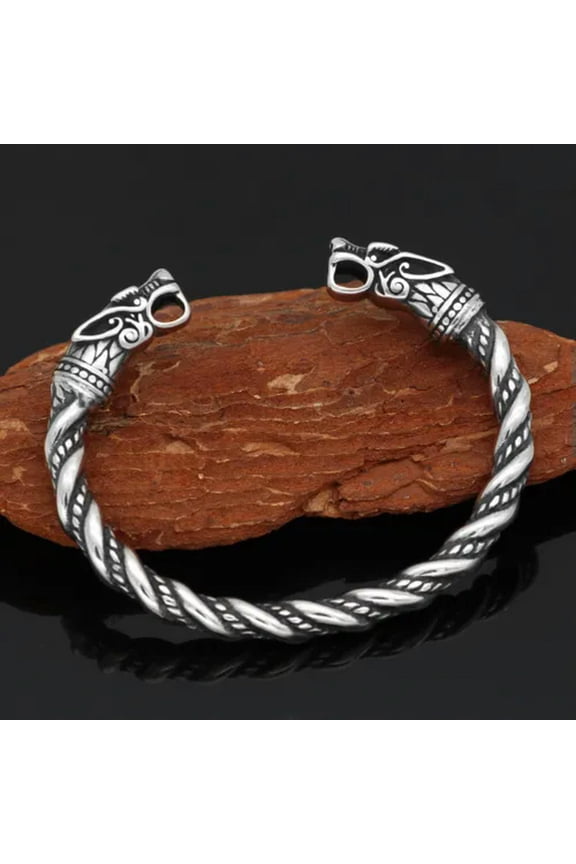 Stainless Steel Dragon Bangle Jewelry Men Viking Cuff Bracelet Father'S Day Gift-Dragon Head Bangle