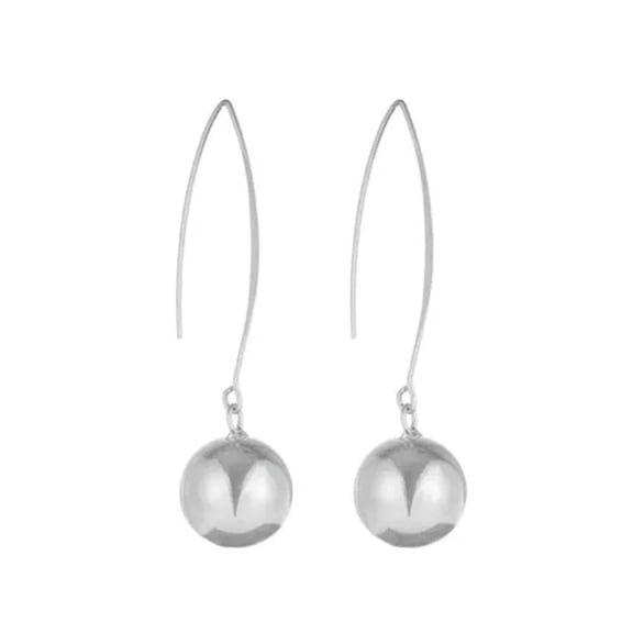 EOEMY Drop Earrings For Women Big Round Ball Dangling Gold Silver Fashion Jewelry-Silver 2