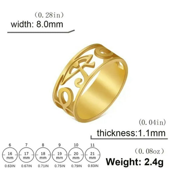 EOEMY Egypt Eye Of Ra Ankh Cross Ring Stainless Steel Wedjat Eye Finger Rings Jewelry