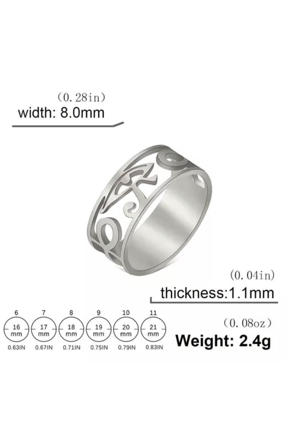 Egypt Eye Of Ra Ankh Cross Ring Stainless Steel Wedjat Eye Finger Rings Jewelry