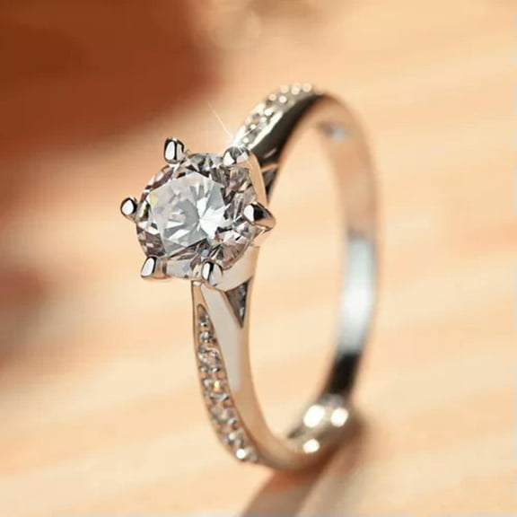 EOEMY Elegant 925 Silver Filled Rings Cubic Zirconia Women Wedding Jewelry Size 6-10-6