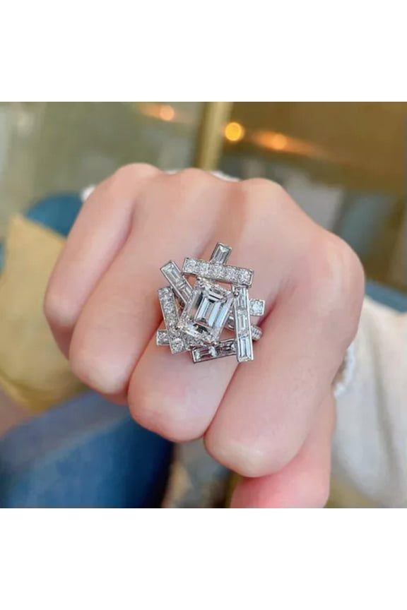 Elegant 925 Silver Filled Rings Women Cubic Zirconia Jewelry Sz 6-10-10