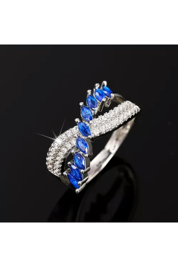 Elegant 925 Silver Filled Royal Blue Rings Women Cubic Zirconia Jewelry Sz 6-10-6